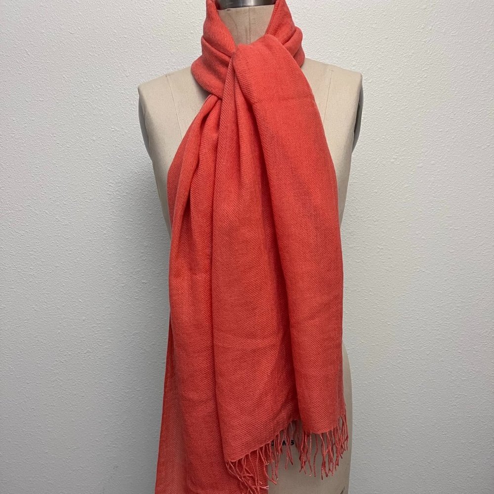 *SUMMER FEELS* Coral Cashmere/Wool Coral Color Scarf/Wrap | Free Shipping